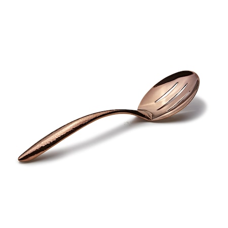 Bon Chef Ez Use Banquet Slotted Serving Spoon Hammer Finish 9-3/4" - Rose Gold 9464HFRG